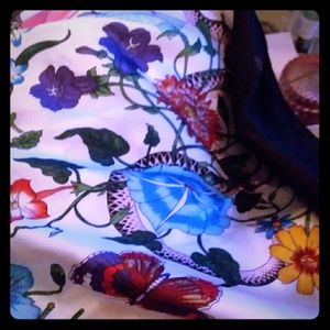 Flora Snake print silk scarf